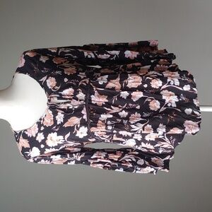 Amuse Society | Black Floral Boho Lantern Sleeve Top
